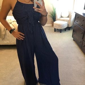 striped wide leg jumpsuit